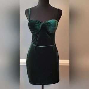 Windsor Emerald Green Velvet Bustier Mini Dress